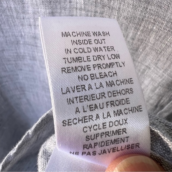 FRANK & EILEEN LIGHTWEIGHT ITALIAN LINEN MARY SHIRT DRESS SIZE XL LIGHT GRAY - Picture 6 of 10